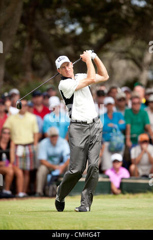 10 août 2012. 10.08.2012. Kiawha, SC. Jim Furyk tees au large de la 7e boîte de pièce en t au cours de la 94e PGA Championship sur l'océan au cours de Kiawha Kiawha Resorts Island, SC. Banque D'Images