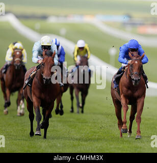 11.08.2012 Newmarket, en Angleterre. Samedi d'été réunion de courses. Racebets.com-Biggest offre dans le monde entier 2,25 Course Handicap. Sir John Hawkwood Jockey avec Richard Hughes à bord est titulaire du défi de l'homme d'Action pour gagner la course. Banque D'Images