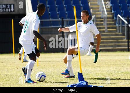 PIETERMARITZBURG, AFRIQUE DU SUD - AOÛT 14 Rheece,Evans pendant l'Maritzburg united media open day at Harry Gwala Stadium le 14 août 2012 à Pietermaritzburg, Afrique du Sud Photo par Anesh Debiky / Images Gallo Banque D'Images