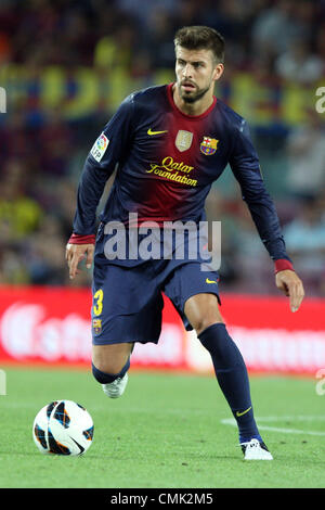 19.08.2012. Barcelone, Espagne. Barcelone, Gerard Piqué au cours de première division Liga espagnol match de foot - FC Barcelona v Real Sociedad au Camp Nou, Barcelona, Espagne Banque D'Images