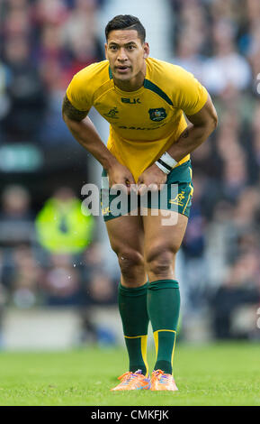 Londres, Royaume-Uni. 09Th Nov, 2013. L'Australie fullback Israël FOLAU au cours de l'International Rugby Union match entre l'Angleterre et l'Australie : L'action de crédit de Twickenham Plus Sport/Alamy Live News Banque D'Images