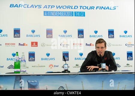 L'O2, Londres, Royaume-Uni. 29Th sep 2013. Tomas Berdych lors de la conférence de presse pour le tournoi Barclays ATP World Tour finals du 4 au 11 novembre 2013 Crédit : Malcolm Park editorial/Alamy Live News Banque D'Images