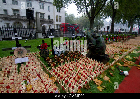 Westminster London, UK. 6e novembre 2013. Des croisements avec des bénévoles d'avance coquelicots ouverture officielle de la Légion Britannique Domaine du Souvenir par SAR le Prince Phillip Le duc d'Édimbourg Crédit : amer ghazzal/Alamy Live News Banque D'Images