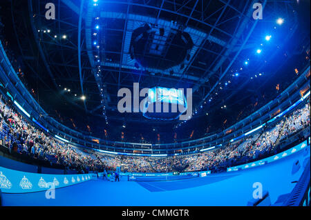 Londres, Royaume-Uni. 6e novembre 2013. Vue de Fisheye centre court entre les matches à la Barclays ATP World Tour Finals © Malcolm Park editorial/Alamy Live News Banque D'Images