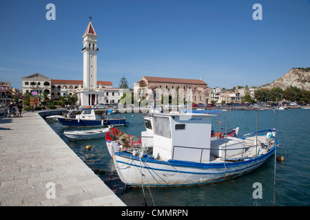 Port et bateaux, la ville de Zakynthos, Zante, îles Ioniennes, îles grecques, Grèce, Europe Banque D'Images