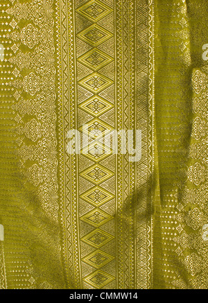 Fond tissu en soie thaïlandaise thaï traditionnel, tissus tissés à la main. Banque D'Images
