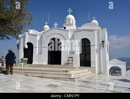 En haut de l'église Mount Lycabettus à Athènes Grèce Banque D'Images