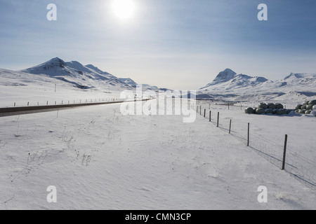 Route 1, Oxnadalsheidi, entre l'Islande et l'Eyjafjordur Skagafjordur, Route 1-Route Nationale -Ring Road Banque D'Images