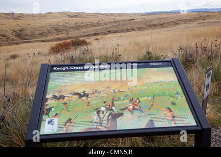 MT, Little Bighorn Battlefield National Monument, Keogh-Crazy site lutte cheval indiens, réduire les soldats dans ce domaine Banque D'Images