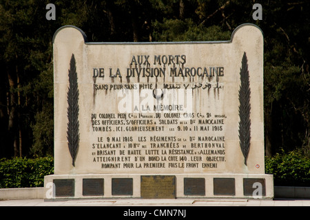 Première Guerre mondiale monument à la division marocaine sur la crête de Vimy en France Banque D'Images