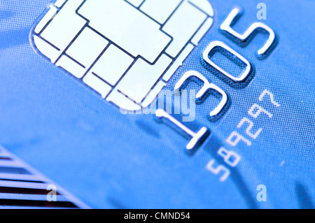 Carte à puce d'affaires macro avec des tons de bleu Banque D'Images