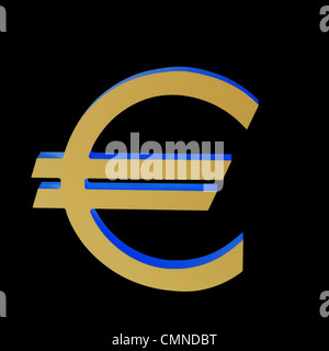 Le symbole Euro isolé sur fond noir Banque D'Images