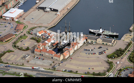 Vue aérienne du Musée national de la Marine royale dans le quartier historique de Hartlepool, comté de Durham Banque D'Images