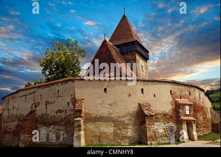 Le 14ème siècle gothique Sever Axnte évangélique Saxon église fortifiée, Sibiu, Transylvanie. Banque D'Images