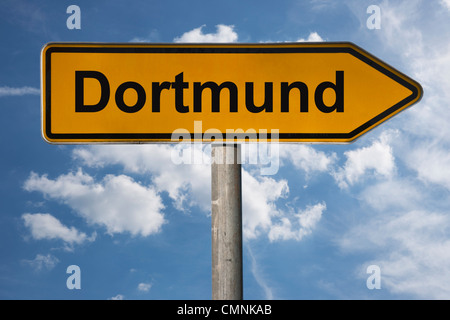 Photo détail d'un panneau avec l'inscription Dortmund, Rhénanie du Nord-Westphalie, Allemagne, Europe Banque D'Images