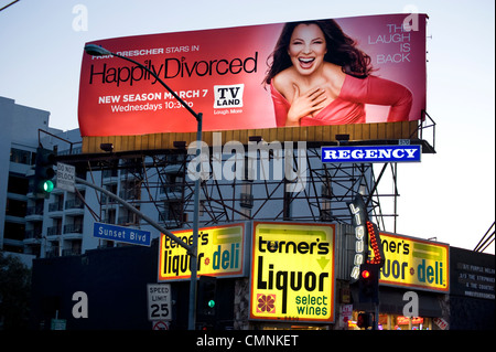 Panneaux publicitaires heureusement divorcé d'un TV show avec Fran Drescher Banque D'Images