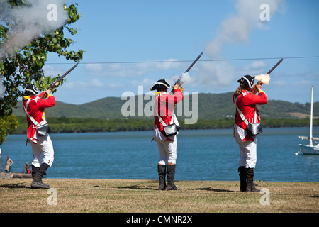 Reconstitution de Captain Cook's Landing à Cooktown, Queensland, Australie Banque D'Images