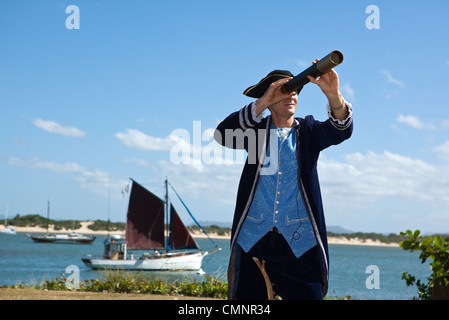 Reconstitution de Captain Cook's Landing à Cooktown, Queensland, Australie Banque D'Images