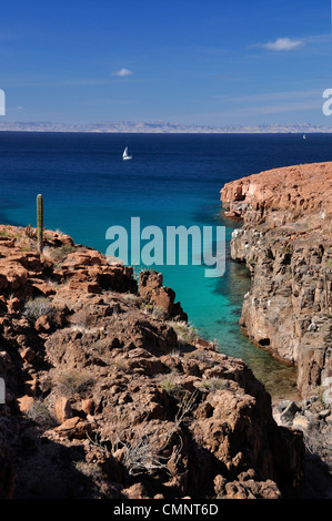 Voilier sur la mer de Cortez de l'île d'Espiritu Santo, Baja California, au Mexique. Banque D'Images