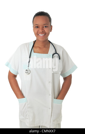 African American doctor nurse livre noir et métisse isolés stéthoscope Banque D'Images