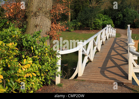 Pont sur le lac de Painshill Park, Cobham, Surrey, UK Banque D'Images