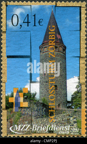 Allemagne - circa 2011 : timbre imprimé en Allemagne (non-État Code postal société MZZ), spectacles Château Zoerbig, vers 2011 Banque D'Images