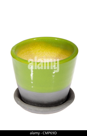 Cache-pot vert, photo sur le fond blanc Banque D'Images