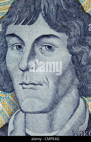 Portrait de Nicolas Copernic - Détail de la gravure sur 1000 billets de Pologne zloty Banque D'Images