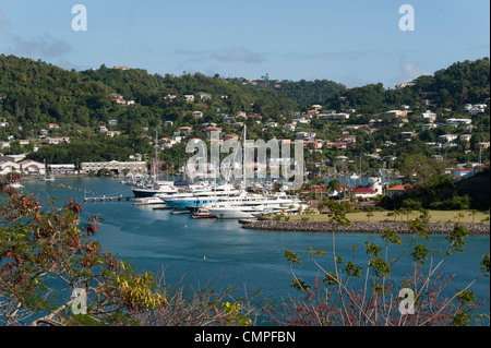 Une vue sur le port de St George's, Grenade Banque D'Images