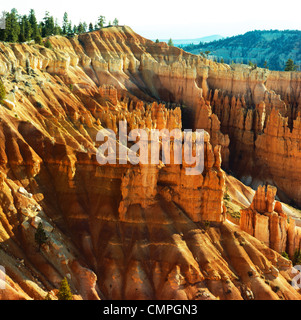 Des formations rocheuses de Bryce Canyon orange glow dans la chaude lumière de l'aube Banque D'Images