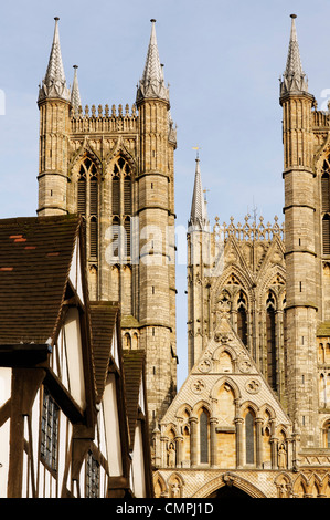 La cathédrale de Lincoln et de la place de la cathédrale de Lincoln, UK Banque D'Images