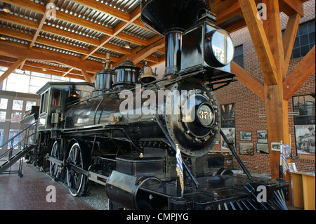 Moteur 374 restauré CPR au Roundhouse de Yaletown, Vancouver, Colombie-Britannique, Canada. Banque D'Images