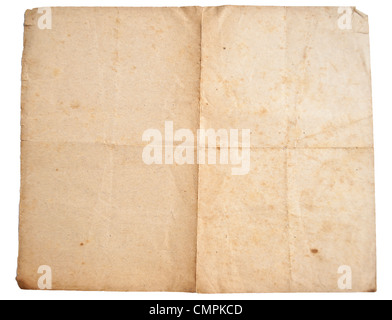 Feuille de papier ancien isolé sur fond blanc Banque D'Images