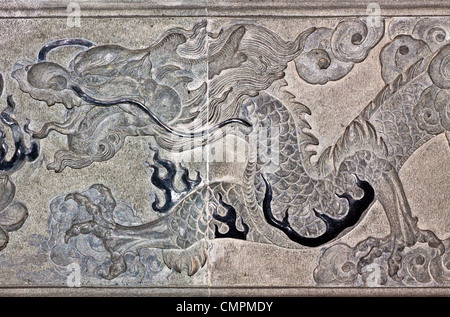 Carve dragon sur le mur d'expression et l'état dans l'ancienne Chine. Banque D'Images