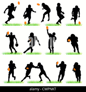 Joueurs de football américain jeu de silhouettes Banque D'Images