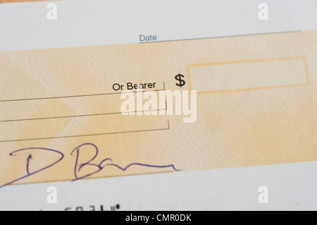 Chèque en blanc Banque D'Images