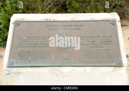 South Lancashire Regiment memorial sur Sword Beach à Hermanville sur Mer en Normandie Banque D'Images