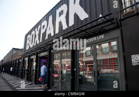 Boxpark-pop up shopping mall, Shoreditch, London Banque D'Images