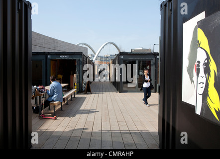 Boxpark-pop up shopping mall, Shoreditch, London Banque D'Images