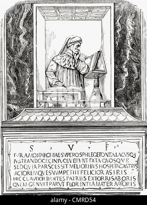 Tombe de Dante à Ravenne, Italie. Durante degli Alighieri, aka Dante, 1265-1321. Poète italien, Banque D'Images