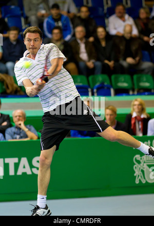 Marat Safin joue au tennis pour la 3e place à BNP Paribas Open Champions Tour contre Mark Philippoussis à Zurich, SUI Banque D'Images