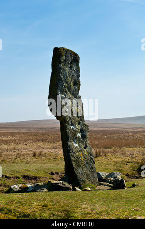 Langstone Moor à Dartmoor montrant l'longstone, Menhir et Landes Banque D'Images