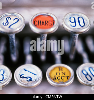 Clefs DE CAISSE ENREGISTREUSE ANTIQUE Banque D'Images