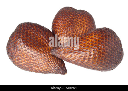 Trois ensemble salak fruits isolé sur fond blanc Banque D'Images