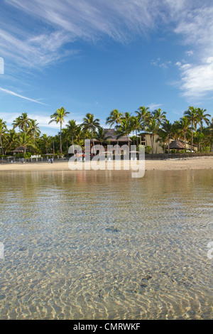 Beach au Outrigger on the Lagoon Resort, Coral Coast, Viti Levu, Fidji, Pacifique Sud Banque D'Images