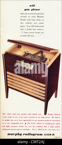 R138 un radiogramme Murphy annonce publicitaire original à partir de la période des années 40, la publicité dans les magazines Banque D'Images