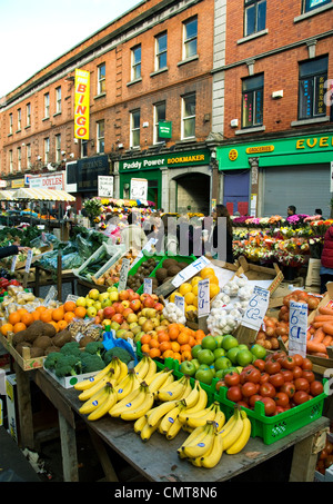 La célèbre rue Moore marché de fruits et légumes dans le centre-ville de Dublin, Irlande Banque D'Images