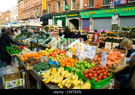 La célèbre rue Moore marché de fruits et légumes dans le centre-ville de Dublin, Irlande Banque D'Images