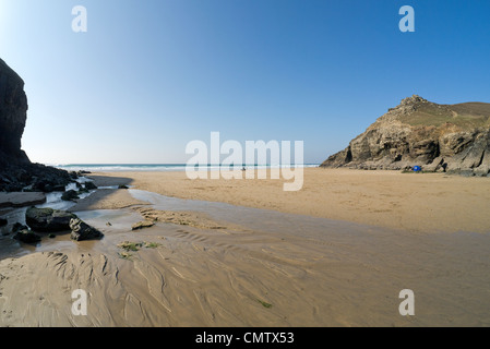 Plage de Porth chapelle à Cornwall, UK Banque D'Images