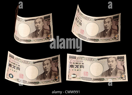 Séquence de l'avant du yen japonais 10 000 notes. Banque D'Images